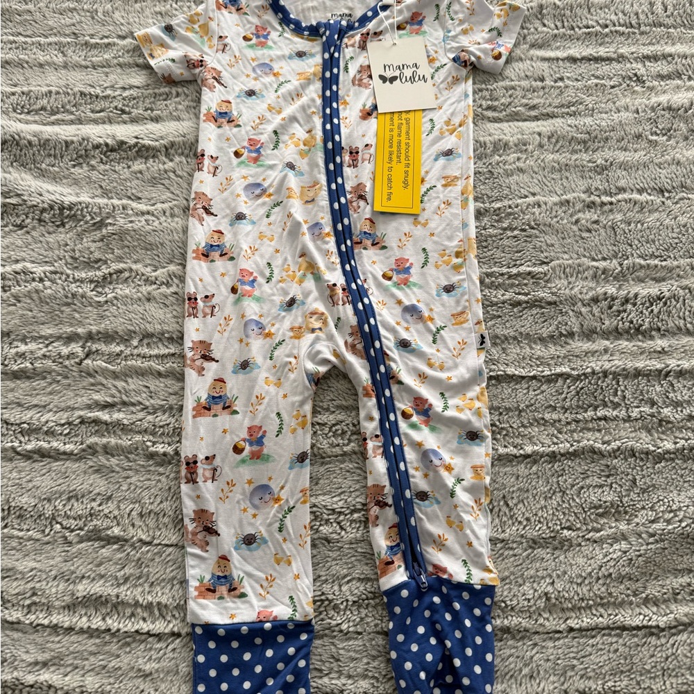 Kids Footie - White and Blue